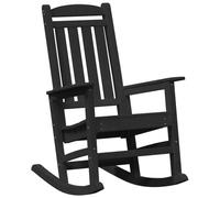 HETFTJN Chaise Berçante de Jardin en HDPE Noir - Fauteuil à Bascule Extérieur Moderne, Confortable et Ergonomique, Dimensions 92 x 70 x 108 cm pour Terrasse, Balcon ou Jardin
