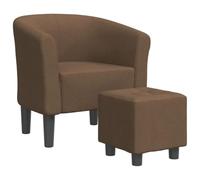 HETFTJN Chaise Cabriolet avec Repose-Pied Marron Fauteuil de Salon Moderne en Tissu Rembourré et Pieds en Plastique Petit Fauteuil Crapaud pour Chambre Bureau et Coiffeuse 70x56x68 cm