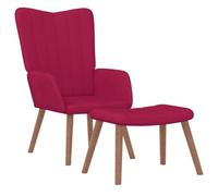 HETFTJN Chaise de Relaxation avec Repose-Pied Fauteuil Salon Design en Velours Rouge Bordeaux, Fauteuil de Lecture Ergonomique avec Tabouret Pouf pour Chambre Bureau et Coin Lecture