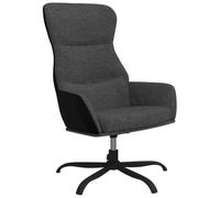 HETFTJN Chaise de Relaxation Gris Foncé Tissu et Similicuir, Fauteuil Salon Pivotant 360 Degrés avec Accoudoirs, Petit Siège Confortable Rembourré pour Bureau et Coin Lecture, 70x77x94 cm
