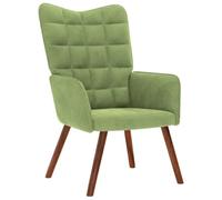 HETFTJN Chaise de Relaxation Vert Clair en Velours, Fauteuil Salon avec Pieds en Bois Massif et Structure Métal, Rembourré pour Chambre, Bureau et Coin Lecture, 61,5x69x95,5 cm