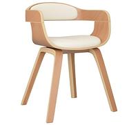 HETFTJN Chaise de salle à manger crème 49 x 51 x 70 cm en cuir synthétique et bois d'éveil, design moderne, chaises de cuisine, confortables, avec accoudoirs, pour salle à manger, cuisine, salon