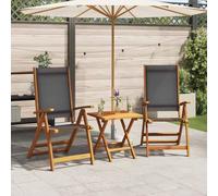 HETFTJN Chaises de jardin pliantes, noires, 57,5 x 72 x 109 cm, en bois d'acacia et textilène, réglables en 5 positions, légères et résistantes aux intempéries, pour jardin, terrasse et balcon