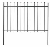 HETFTJN Clôture de jardin - 180 x 170 cm - En acier noir - Avec pointe de lance - Élément de clôture stable de 120 cm de hauteur - Revêtement par pulvérisation - Extensible - Pour jardin, balcon, cour