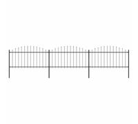 HETFTJN Clôture de jardin - 510 x 150 cm - En acier noir - Avec pointes de lance - 3 éléments - 4 poteaux - Design moderne - Robuste - Longue durée de vie - Pour maison, cour, balcon et camping
