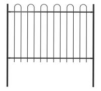 HETFTJN Clôture de jardin avec arc rond - 180 x 170 cm - En acier revêtu par pulvérisation - Noir - Éléments de clôture stables - Hauteur : 1,2 m - Pour parterre - Brise-vue - Balcon et extérieur