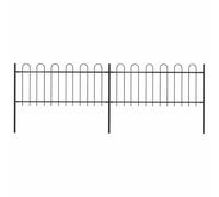 HETFTJN Clôture de jardin avec arc rond noir - 340 x 130 cm - 2 éléments de clôture - 3 poteaux en acier revêtu par pulvérisation - Design moderne - Robuste et durable - Pour jardin, balcon et entrée