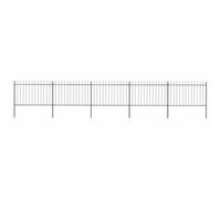 HETFTJN Clôture de jardin avec pointe de lance - Noir - 892,5 x 120 cm - Acier revêtu par pulvérisation - 8,5 m de long - Avec 5 éléments de clôture et 6 poteaux - Pour la maison, la cour, le balcon