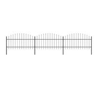 HETFTJN Clôture de jardin en acier noir - 510 x 125 cm - Avec pointes de lance - 3 éléments - 4 poteaux - Design moderne - Brise-vue robuste - Pour jardin, terrasse, balcon et pâturage