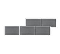 HETFTJN Clôture de Jardin WPC 872x106 cm Gris - Kit Panneaux de Clôture Composite Bois-Plastique avec Poteaux en Aluminium pour Délimitation Extérieure de Terrasse et Cour