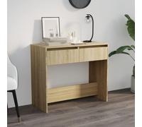 HETFTJN Console en chêne Sonoma 89 x 41 x 76,5 cm - Plateau en bois massif avec 2 tiroirs - Buffet moderne pour couloir, chambre à coucher, salon