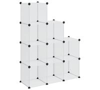 HETFTJN Cubes de Rangement Modulables 9 Cases, Étagère de Rangement Plastique PP et Acier, Organisateur Polyvalent pour Bureau et Salon, Transparent, 94,5 x 31,5 x 124 cm