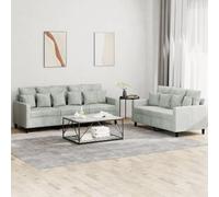 HETFTJN Ensemble de 2 canapés en velours gris clair avec grands coussins, 138 x 77 x 80 cm et 198 x 77 x 80 cm, structure en métal contreplaqué, design moderne pour salon, chambre à coucher ou balcon