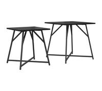 HETFTJN Ensemble de 2 Tables d'Appoint Carrées en Bois d'Ingénierie Chêne Noir et Métal, Bouts de Canapé Industriels pour Salon, Tables Gigognes 50x50x50 cm et 40x40x45 cm