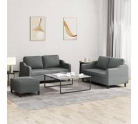 HETFTJN Ensemble de 3 canapés avec tabourets, 2 x 2 places, en tissu, gris foncé, 138 x 77 x 80 cm, moderne, pour salon, chambre d'adolescent, balcon