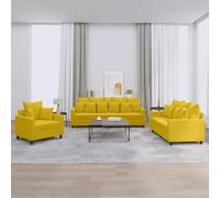 HETFTJN Ensemble de 3 canapés en velours jaune avec grands coussins - Petit canapé d'angle pour salon, chambre d'adolescent, balcon - 198 x 77 x 80 cm - Canapé avec fauteuil à deux places - Trois