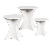 HETFTJN Ensemble de 3 Tables Basses Gigognes, Table Ronde en Bois de Pin Massif, Style Rustique pour Salon, Lot de Tables Modulables, Couleur Blanc, Dimensions S/M/L