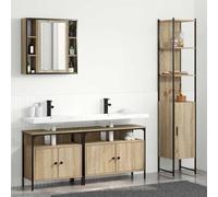 HETFTJN Ensemble de 4 armoires de salle de bain - En chêne Sonoma - Panneau de particules et métal - Design moderne - Armoire haute - Largeur : 60 cm - Meuble complet pour petite salle de bain