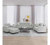HETFTJN Ensemble de 4 pièces en microfibre gris clair : tabouret 60 x 50 x 41 cm, 2 places 150 cm, 3 places 210 cm, fauteuil 90 cm, canapé lounge pour salon