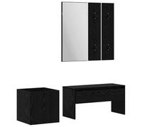 HETFTJN Ensemble de 5 armoires, meubles de couloir avec banc, miroir, 2 panneaux de garde-robe et jardinière, meuble mural en bois, banc de 80 cm pour entrée