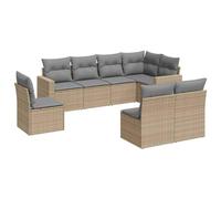 HETFTJN Ensemble de 8 canapés de jardin en rotin synthétique beige 62 x 62 x 69 cm avec espace de rangement et coussins amovibles, salon modulaire pour balcon, terrasse et jardin