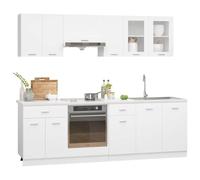 HETFTJN Ensemble de 8 Meubles de Cuisine Lyon - Cuisine Complète en Bois d'Ingénierie Blanc - Rangement Fonctionnel pour Vaisselle et Ustensiles, Design Moderne