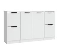 HETFTJN Ensemble de Buffets 3 Pièces Blanc en Bois d'Ingénierie - Meubles de Rangement Polyvalents Comcomprenant 2 Petites Armoires et 1 Grande Commode pour Salon Couloir et Bureau