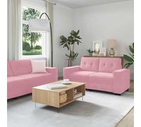 HETFTJN Ensemble de canapé 3-2-1 places en mélange de lin rose - 221 x 78 x 80 cm - Design moderne - Cadre en métal robuste - Fauteuil deux places - Canapé pour salon, salle à manger, chambre
