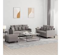 HETFTJN Ensemble de canapé 3 pièces avec tabouret - Housse en polyester résistant - 2 places - Avec grands coussins - Moderne - Pour salon, chambre à coucher, couloir - Taupe - 138 x 77 x 80 cm