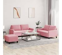 HETFTJN Ensemble de canapé 3 pièces en velours rose 138 x 77 cm avec grand canapé 2 places et tabouret pratique Design moderne confortable et stable Canapé de salon, petite salle à manger, balcon