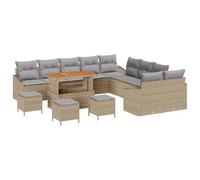 HETFTJN Ensemble de canapé de jardin, 13 pièces, en polyrotin résistant aux intempéries, 100 x 100 x 71 cm, avec espace de rangement, modulaire, pour balcon, terrasse et petites surfaces de jardin