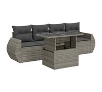 HETFTJN Ensemble de canapé de jardin 5 pièces en polyrotin gris avec table réglable 100 x 55 cm Design salon moderne résistant aux intempéries Petits balcons et terrasses