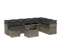 HETFTJN Ensemble de canapé de jardin 9 pièces en rotin synthétique résistant aux intempéries - 100 x 55 cm - Réglable en hauteur - Peu encombrant - Pour petits balcons, terrasse et cour