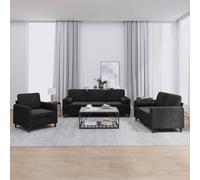 HETFTJN Ensemble de canapé en velours noir : fauteuil, 2 et 3 places, 78-198 × 77 × 80 cm, contreplaqué en métal, coussin roulant, salon, bureau, balcon