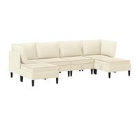 HETFTJN Ensemble de Canapé Modulable 6 Pièces en Tissu Crème, Meubles de Salon Moderne avec 2 Angles, 2 Sofas Centraux, 2 Poufs et Coussins Rembourrés, Salon 6 Places