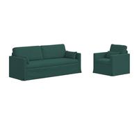 HETFTJN Ensemble de Canapés Modulables 2 Pièces, Canapé Sectionnel Moderne en Tissu Vert Foncé avec Cadre en Métal Robuste pour Salon et Bureau, 198 x 78 x 80 cm