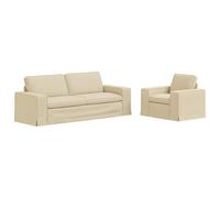 HETFTJN Ensemble de Canapés Modulables 2 Pièces Crème en Tissu, Canapé Sectionnel Moderne de Salon 222x80x82 cm et 103x80x82 cm avec Pieds Noirs, Canapé Confortable pour Maison et Bureau