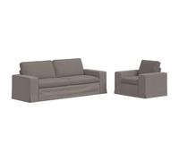 HETFTJN Ensemble de Canapés Modulables 2 Pièces en Tissu Taupe, Salon Moderne avec Structure en Métal, Canapé Sectionnel Élégant et Confortable pour Maison et Bureau, 222 x 80 x 82 cm