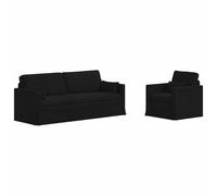 HETFTJN Ensemble de Canapés Modulables 2 Pièces Noir 198x78x80 cm Salon, Canapé Sectionnel Moderne en Tissu avec Cadre Métal Robuste et Assise Ergonomique pour Bureau et Chambre
