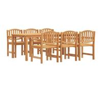 HETFTJN Ensemble de Jardin en Bois de Teck Massif 7 Pièces Table de Repas Rectangulaire 200x100 cm et 6 Chaises Ergonomiques avec Accoudoirs pour Terrasse Balcon et Extérieur