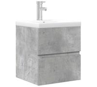 HETFTJN Ensemble de Meuble de Salle de Bain 2 Pcs Gris Béton, Meuble sous Vasque Suspendu en Bois avec Lavabo Céramique, Robinet et Bonde de Vidage Inclus, 41x38,5x45 cm