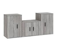HETFTJN Ensemble de Meuble TV Suspendu 3 Pcs, Meuble TV Mural en Bois d'Ingénierie pour Salon, Style Moderne Sonoma Gris, 1 Banc 57x34.5x40cm et 2 Placards 40x34.5x60cm