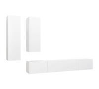 HETFTJN Ensemble de Meuble TV Suspendu 4 Pièces, Meuble de Salon Mural Design en Bois d'Ingénierie, Grand Espace de Rangement pour Séjour et Chambre, Blanc
