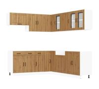 HETFTJN Ensemble de Meubles de Cuisine 11 Pièces Lucca, Cuisine Complète en Bois d'Ingénierie Coloris Chêne Artisanal, Placards de Rangement Modulables et Éléments Muraux pour Petit Espace