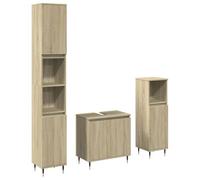 HETFTJN Ensemble de Meubles de Salle de Bain 3 Pièces avec Meuble sous Vasque et 2 Colonnes de Rangement en Bois d'Ingénierie et Pieds en Fer Style Industriel Chêne Sonoma