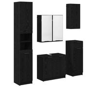 HETFTJN Ensemble de Meubles de Salle de Bain 5 Pièces, Mobilier de Rangement avec Meuble sous Lavabo, Armoire Miroir, Colonne et Placards, Bois d'Ingénierie Chêne Noir