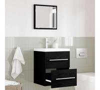 HETFTJN Ensemble de meubles de salle de bain noir 41 x 38,5 x 48 cm en contreplaqué et métal, buffet moderne avec tiroir, construction robuste pour petites salles de bains, couloir et cuisine