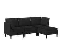 HETFTJN Ensemble de Meubles de Salon 4 Pièces Canapé Modulable en Tissu Noir avec 2 Canapés d'angle 1 Module Central et 1 Pouf Repose-Pieds pour Séjour Moderne