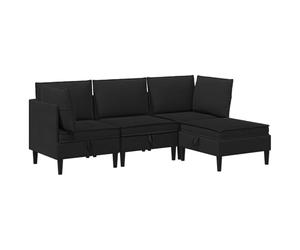 HETFTJN Ensemble de Meubles de Salon 4 Pièces Canapé Modulable en Tissu Noir avec 2 Canapés d'angle 1 Module Central et 1 Pouf Repose-Pieds pour Séjour Moderne