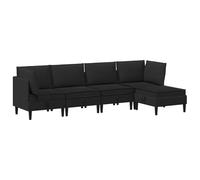 HETFTJN Ensemble de Meubles de Salon 5 Pièces, Canapé Modulable en Tissu Noir avec 2 Canapés d'angle, 2 Canapés Centraux, 1 Pouf et Coussins de Dossier pour Séjour